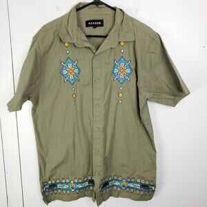 Reason Shirt Mens Large Camp Button Down Southwestern Aztex Granola Casual